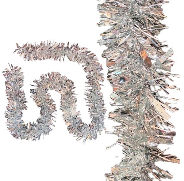 MISTER TINSEL CHRISTMAS DECORATTION VALUE SILVER TINSEL 2M X 100MM