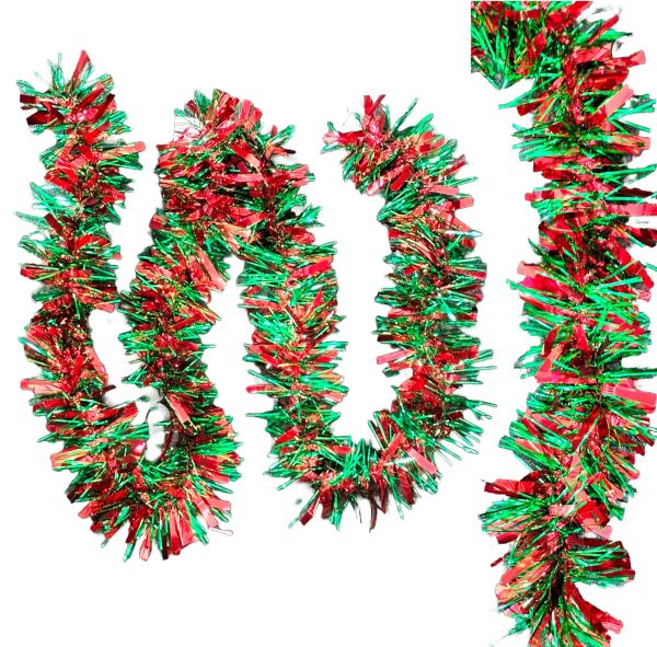 MISTER TINSEL CHRISTMAS DECORATTION VALUE RED / GREEN TINSEL 2M X 100MM