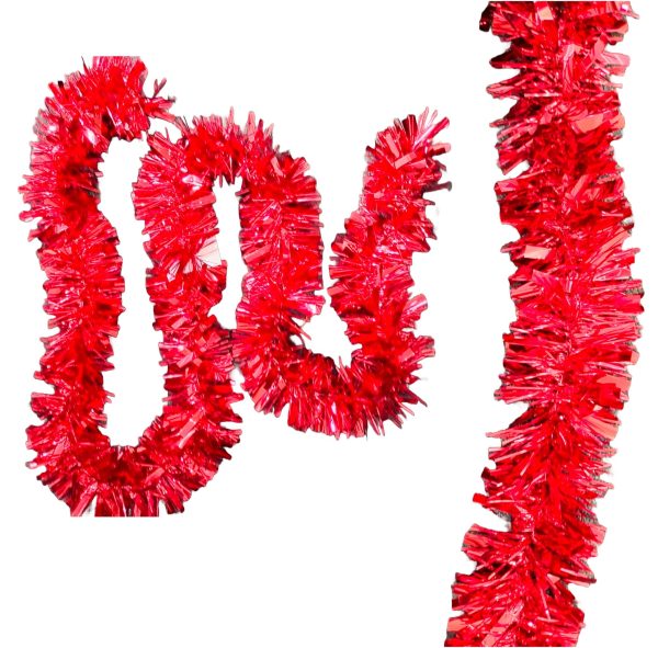 MISTER TINSEL CHRISTMAS DECORATTION VALUE RED TINSEL 2M X 100MM