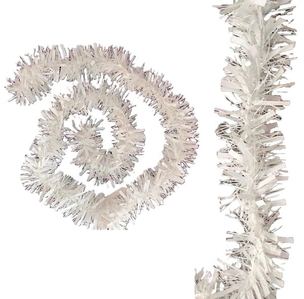 MISTER TINSEL CHRISTMAS DECORATTION VALUE WHITE TINSEL 2M X 100MM