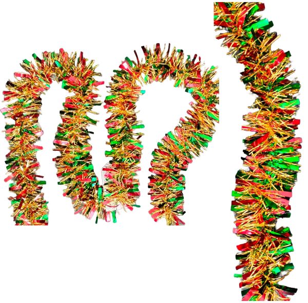 MISTER TINSEL CHRISTMAS DECORATTION VALUE RED / GREEN / GOLD TINSEL 2M X 100MM