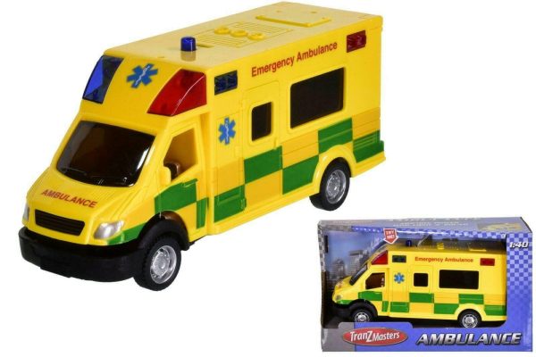 TRANZMASTER PLASTIC 1:40 FRICTION AMBULANCE WITH LIGHT AND SOUND