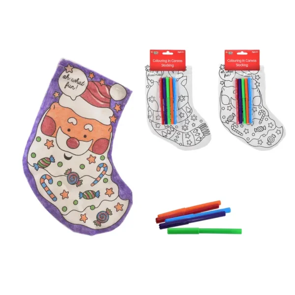 KREATIVE KIDS CHRISTMAS COLOUR YOUR OWN CANVAS STOCKING