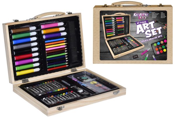 KREATIVE KIDS 67 PIECE ART SET IN WOODEN CASE