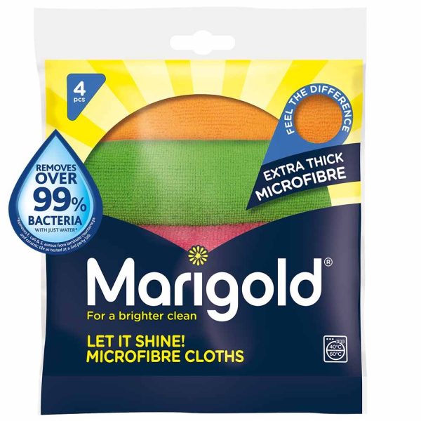 MARIGOLD LET IT SHINE MICROFIBRE CLOTHS PACK OF 4