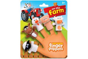 FARM ANIMALS 5PC FINGER PUPPETS - TIE CARD
