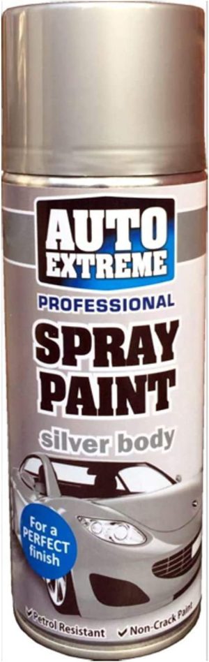 AUTO EXTREME GLOSS SILVER BODY SPRAY PAINT 400ML