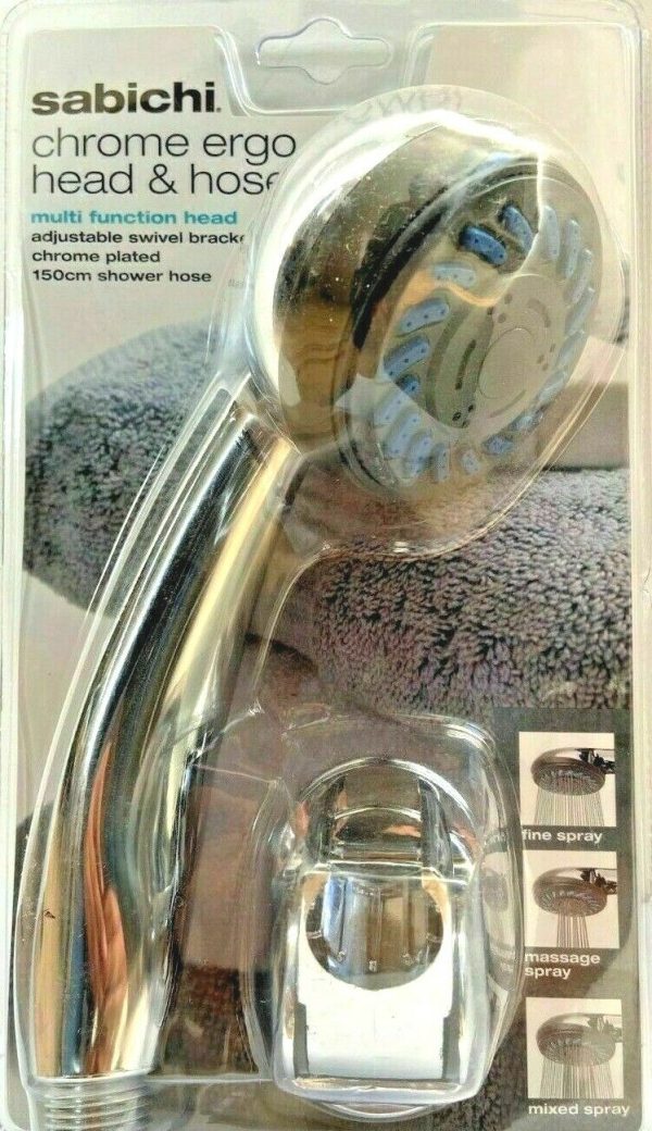 SABICHI CHROME ERGO SHOWER HEAD & HOSE 150CM