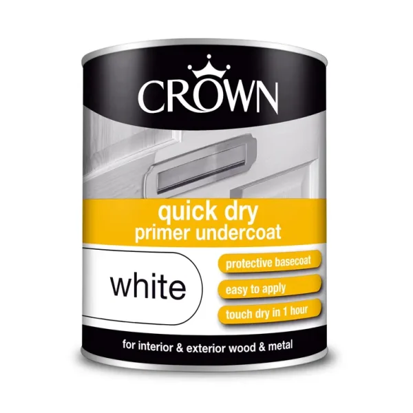 CROWN QUICK DRY UNDERCOAT WHITE PAINT 750ML