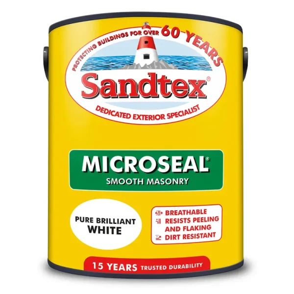 SANDTEX MICROSEAL ULTRA SMOOTH PURE BRILLIANT WHITE MASONRY PAINT 5L