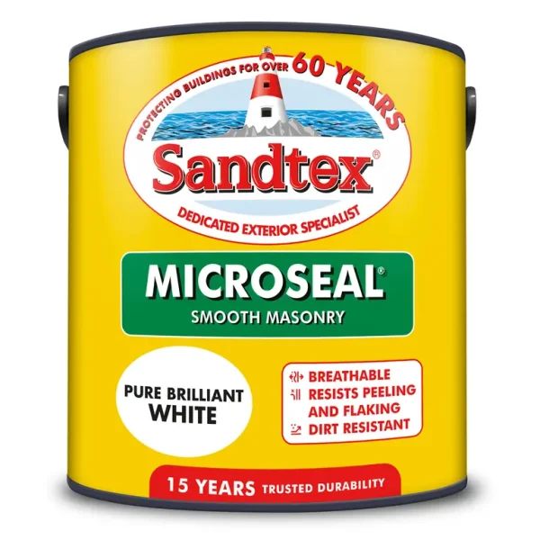 SANDTEX MICROSEAL SMOOTH PURE BRILLIANT WHITE MASONRY PAINT 2.5L