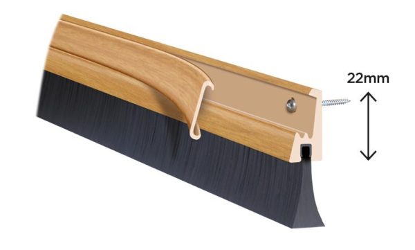 EXITEX DRAUGHT EXCLUDER CONCEALED FIX DOOR BRUSH STRIP 914MM - LIGHT OAK