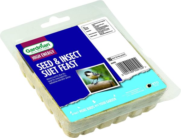 GARDMAN SEED AND MEALWORM SUET FEAST BLOCK FOR WILD BIRDS