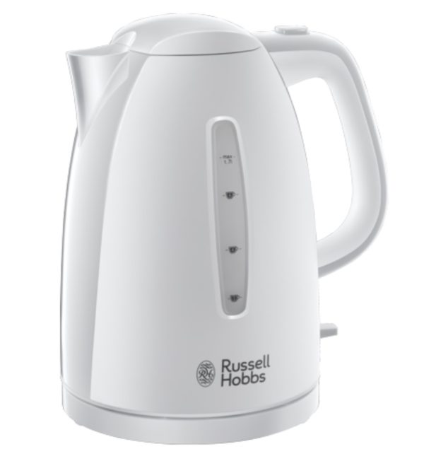 RUSSELL HOBBS TEXTURES PLASTIC CORDLESS WHITE KETTLE 1.7 LITRE 3000W