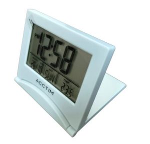 ACCTIM MINI FLIP 2 FOLDING TRAVEL LCD ALARM CLOCK - GREY