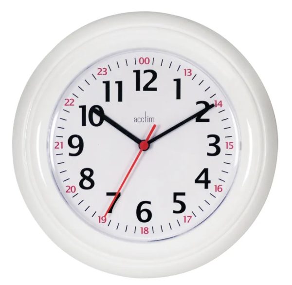 ACCTIM WEXHAM 24 HOUR PLASTIC WALL CLOCK WHITE