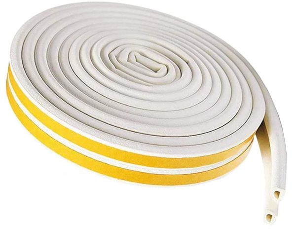 SELF ADHESIEVE EPDM RUBBER D STRIP DRAUGHT EXCLUDER TAPE 5M - WHITE