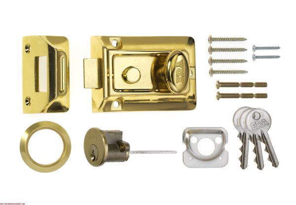 ERA TRADITIONAL NIGHTLATCH BRASS DOOR LOCK 60MM WITH 3 KEYS