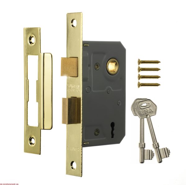 ERA 3 LEVER MORTICE DOOR LOCK SHASHLOCK 76MM / 3 INCH BRASS