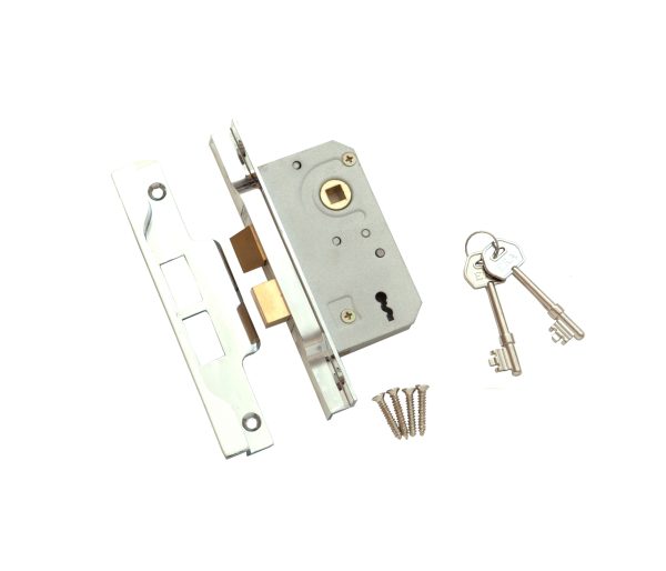 ERA 2 LEVER REBATED DOOR LOCK 64MM / 2.5 INCH CHROME