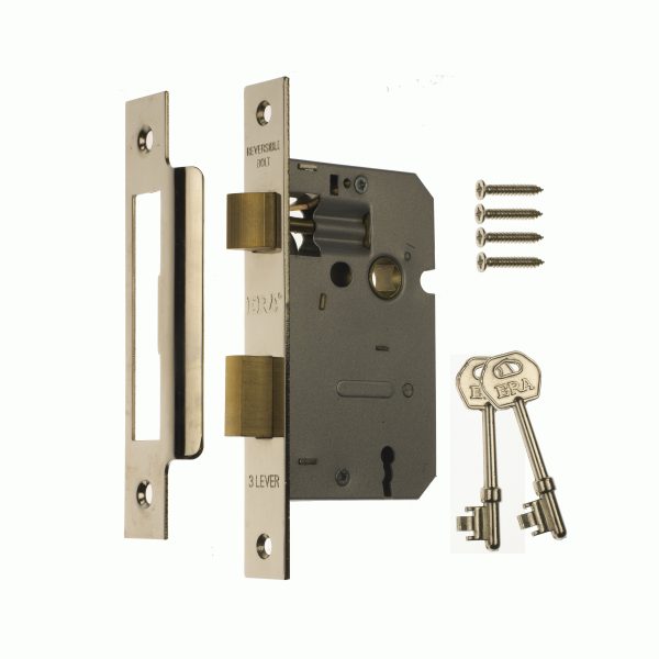 ERA 3 LEVER MORTICE DOOR LOCK SHASHLOCK 64MM / 2.5 INCH CHROME