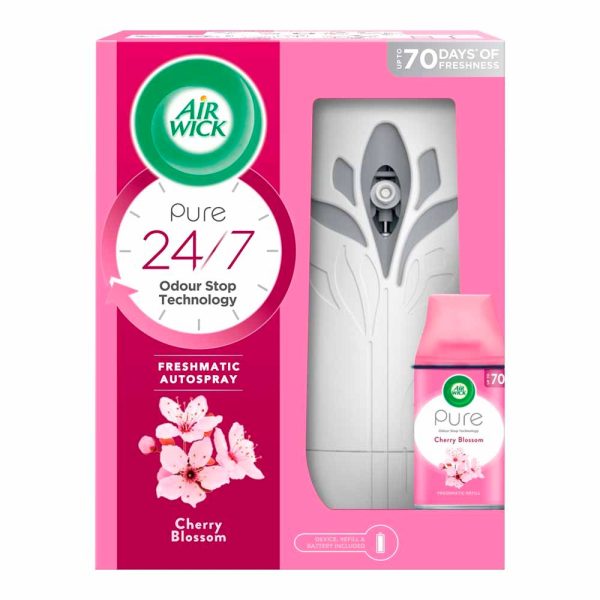 AIRWICK FRESHMATIC AUTOMATIC AIR FRESHNER SPRAY WITH CHERRY BLOSSOM REFILL