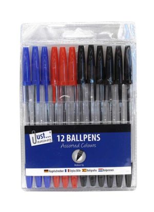 JUST STATIONERY ASSORTED BALLPENS PACK OF 12