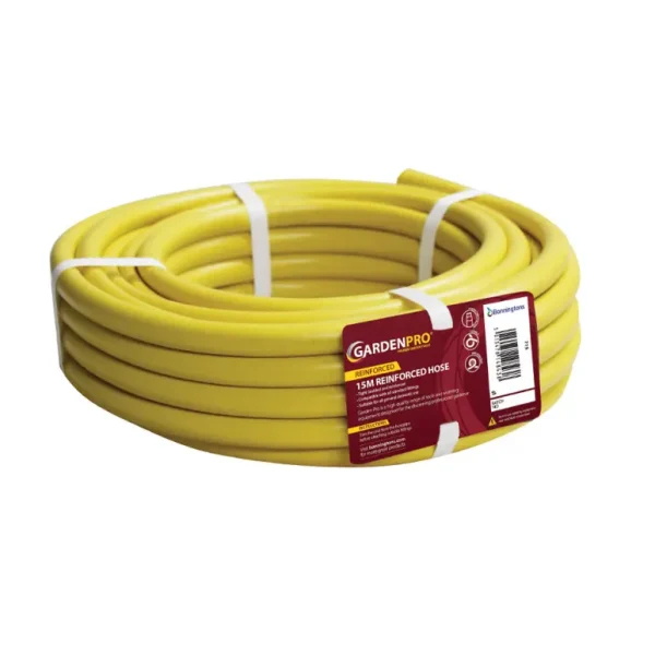 GARDEN PRO YELLOW REINFORCED GARDEN HOSE PIPE 15M