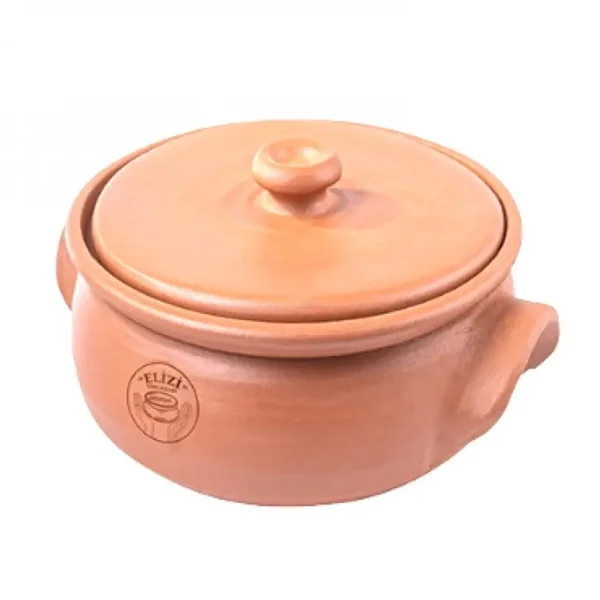 ELIZI HAND MADE SMALL COOKING CLAY POT / EARTHEN KADAI / HANDI 21CM 3.5L WITH LID