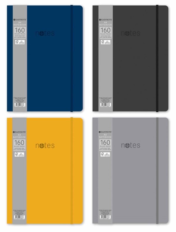 EASYNOTE ASSORTED COLOUR SOFT TOUCH A4 NOTEBOOK 160 PAGES