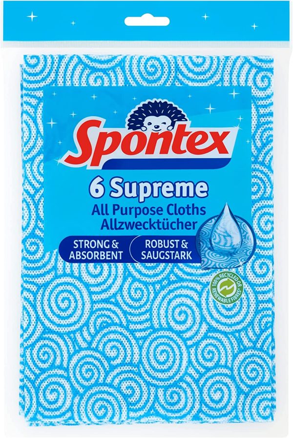 SPONTEX SUPREME ALL PURPOSE CLOTHS PACK OF 6