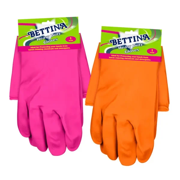 BETTINA ASSORTED COLOUR HEAVY DUTY PVC CLEANING GLOVES