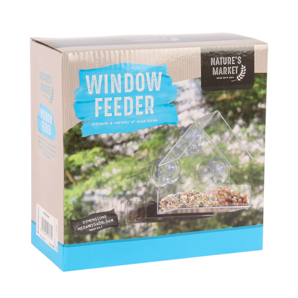 NATURES MARKET WINDOW BIRD FEEDER WITH SUCTION HOOK