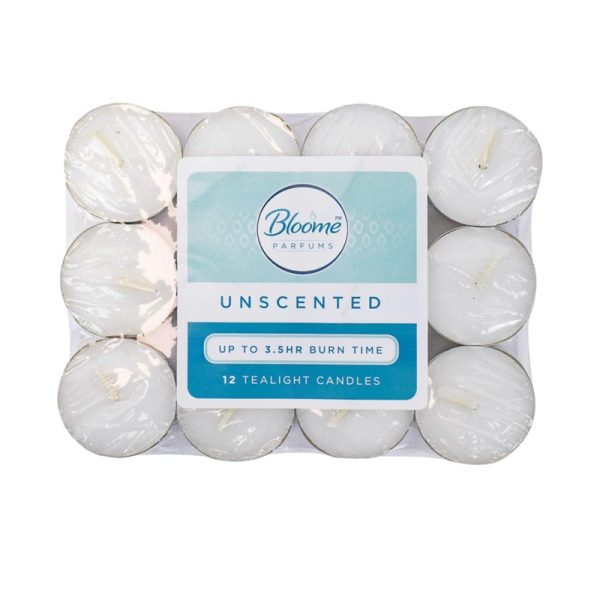 BLOOME UNSCENTED WHITE TEALIGHT CANDLE 3.5H PACK OF 12