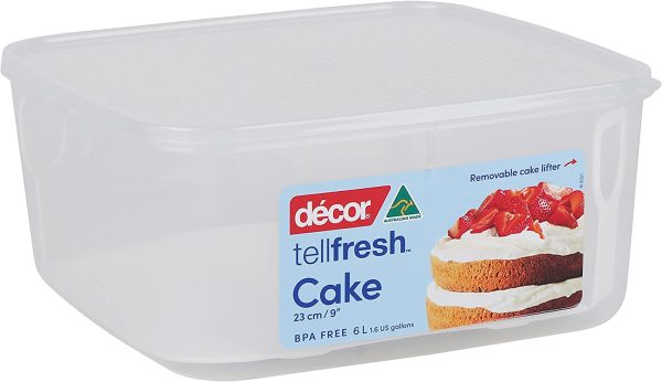 DECOR TELLFRESH CAKE SQUARE STORAGE BOX WITH CAKE LIFTER 6L