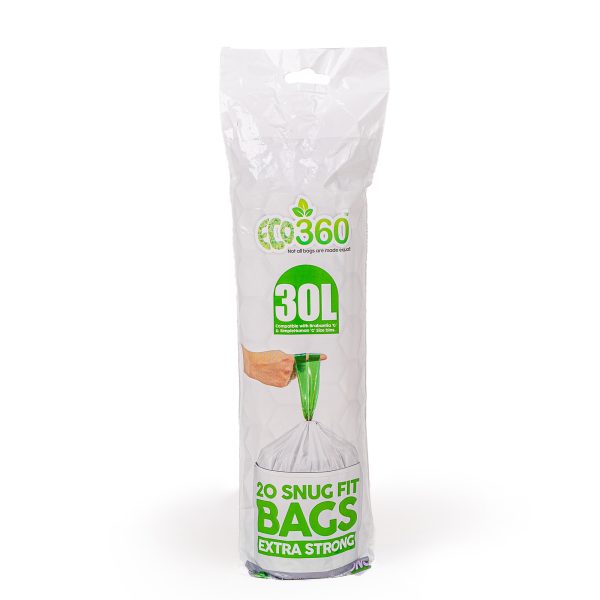 ECO 360 DRWASTRING KITCHEN BIN LINERS 30L PACK OF 20 (COMPATBLE WITH BRABANITA & SIMPLEHUMAN)