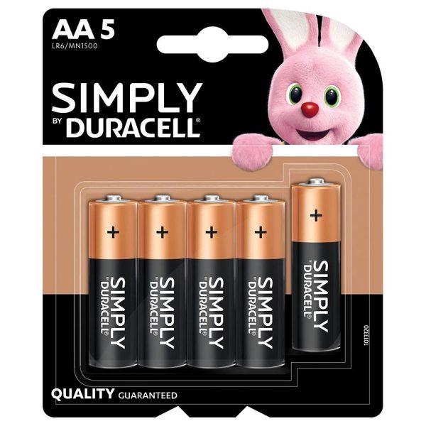 DURACELL SIMPLY AA 1500 BATTERIES MN1500 - PACK OF 5