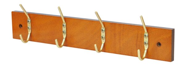 HEADBOURNE WALL MOUNTED WOOD COAT HOOK RACK 4 HOOKS - PINE