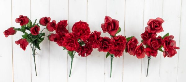 ASSORTED COLOUR ARTIFICIAL / FAUX FLOWER RED BUSH