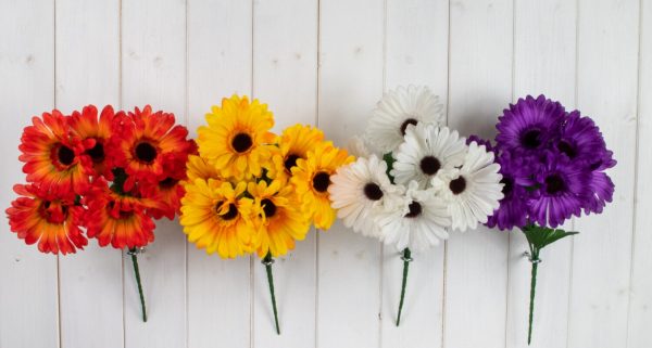 ASSORTED COLOUR ARTIFICIAL / FAUX FLOWER GERBERA BUSH