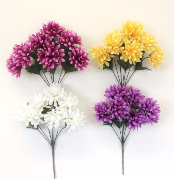 ASSORTED COLOUR ARTIFICIAL / FAUX FLOWER CRYSANTHEMUM BUSH