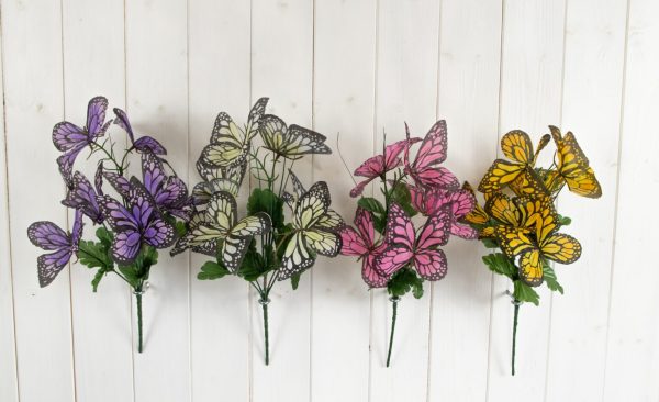 ASSORTED COLOUR ARTIFICIAL / FAUX FLOWER BUTTERFLY BUSH