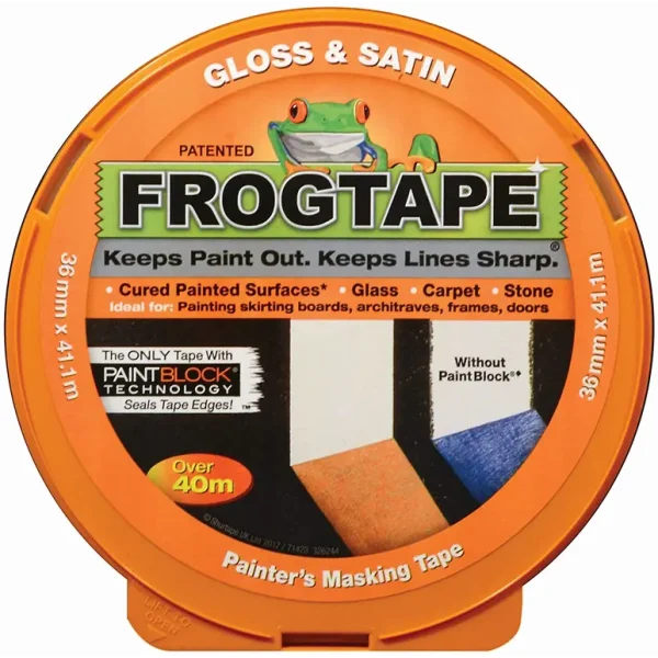 FROG TAPE ORANGE GLOSS & SATIN SURFACE PAINTERS MASKING TAPE 36MM X 41.1M