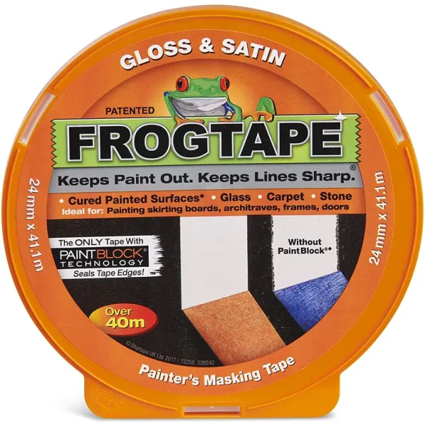 FROG TAPE ORANGE GLOSS & SATIN SURFACE PAINTERS MASKING TAPE 24MM X 41.1M