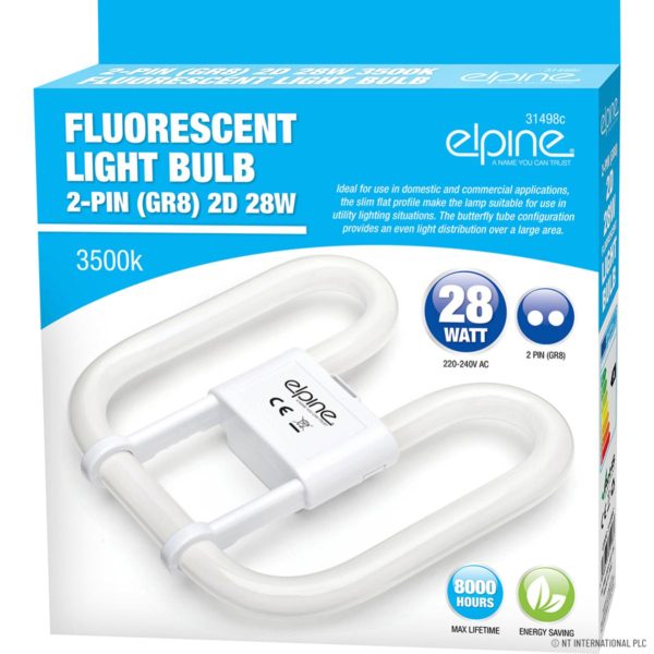 ELPINE 28W GR8 2 PIN 2D 3500K FLUORESCENT LIGHT BULB