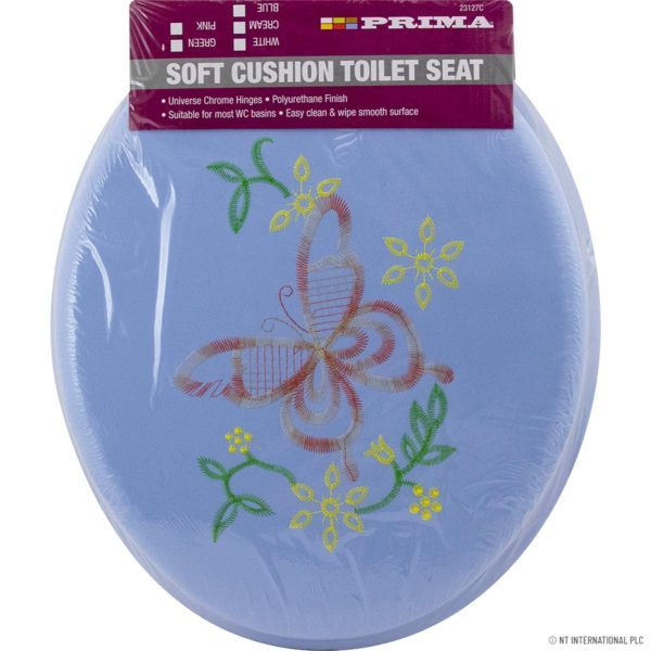 PRIMA ASSORTED EMBROIDERY DESIGN SOFT TOILET SEAT 17 INCH