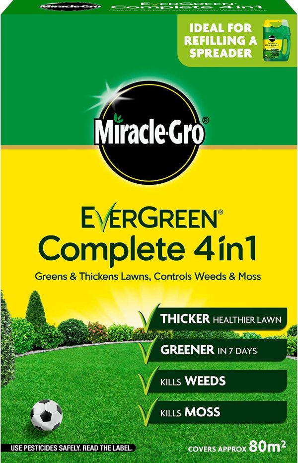 MIRACLE GRO EVERGREEN COMPLETE LAWN FEED 4 IN 1 80M2 2.8KG