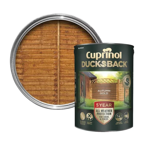 CUPRINOL DUCKSBACK EXTERIOR WOOD SHEDS FENCES PAINT 5L - AUTUMN GOLD