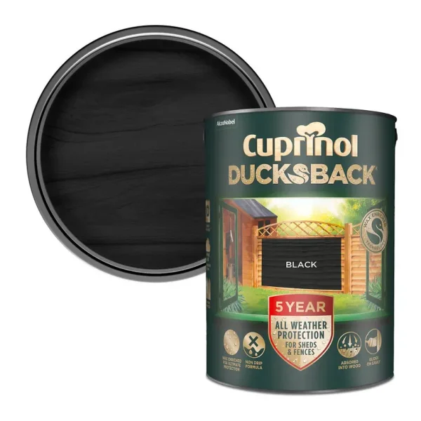 CUPRINOL DUCKSBACK EXTERIOR WOOD SHEDS FENCES PAINT 5L - BLACK