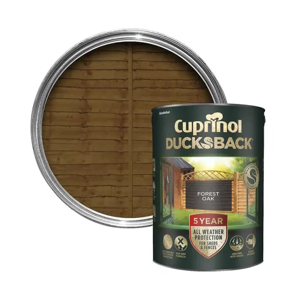 CUPRINOL DUCKSBACK EXTERIOR WOOD SHEDS FENCES PAINT 5L - FOREST OAK